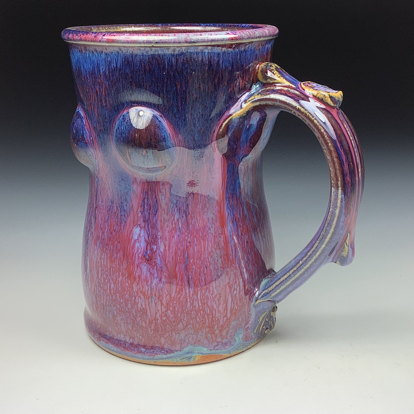 Handmade ceramic mugs stoneware coffee mugs pottery tea mugs stoneware drinkware  - Purple red bump - item 3495
