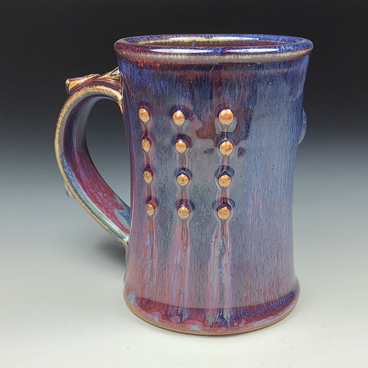 Handmade ceramic mugs stoneware coffee mugs pottery tea mugs stoneware drinkware - Purple red slip-dotted bump - item 3482