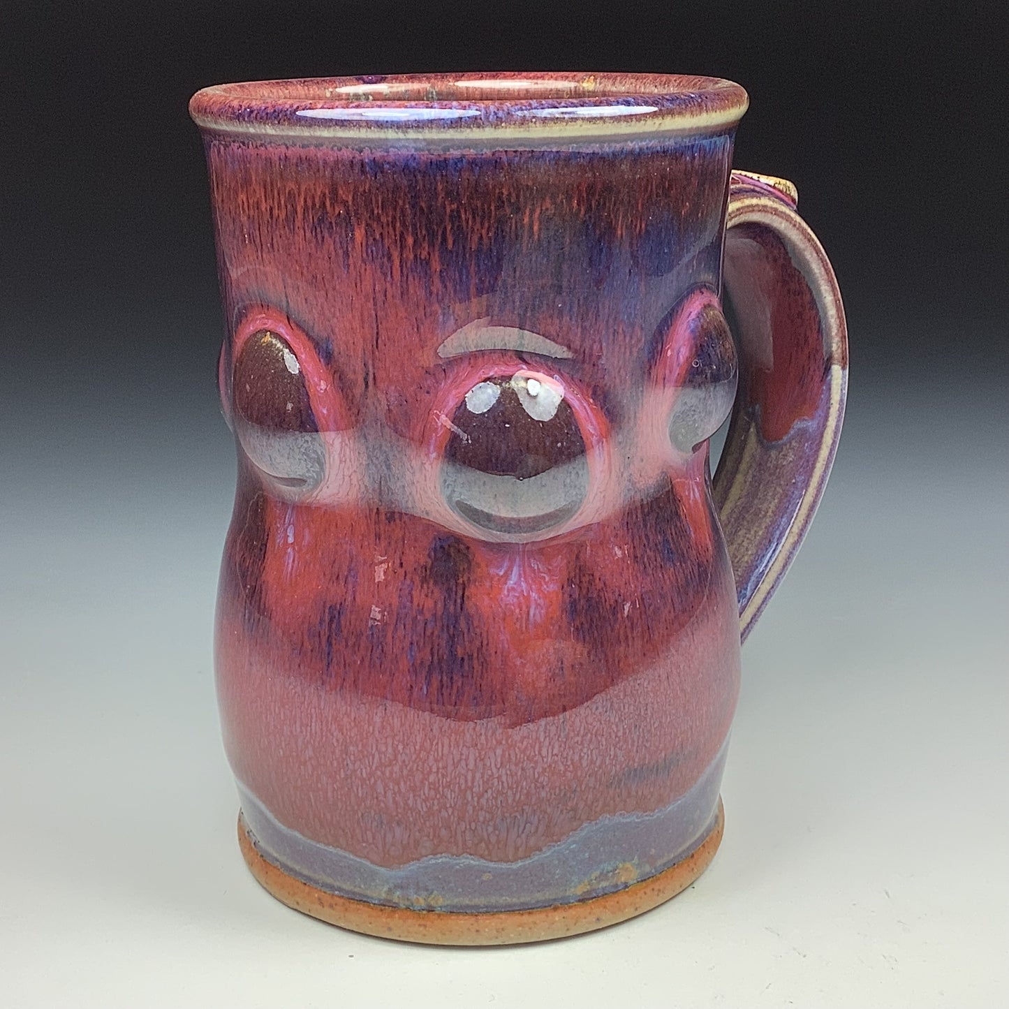 Handmade ceramic mugs stoneware coffee mugs pottery tea mugs stoneware drinkware - Red purple bump - item 3480