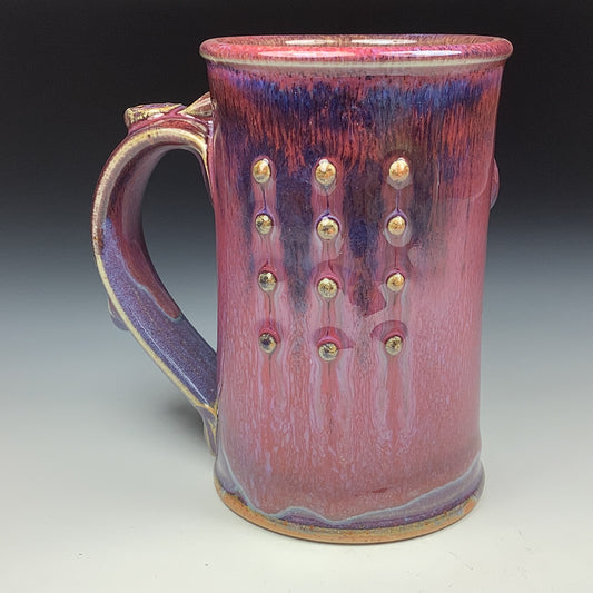 Handmade ceramic mugs stoneware coffee mugs pottery tea mugs stoneware drinkware - Red purple slip-dotted bump - item 3478