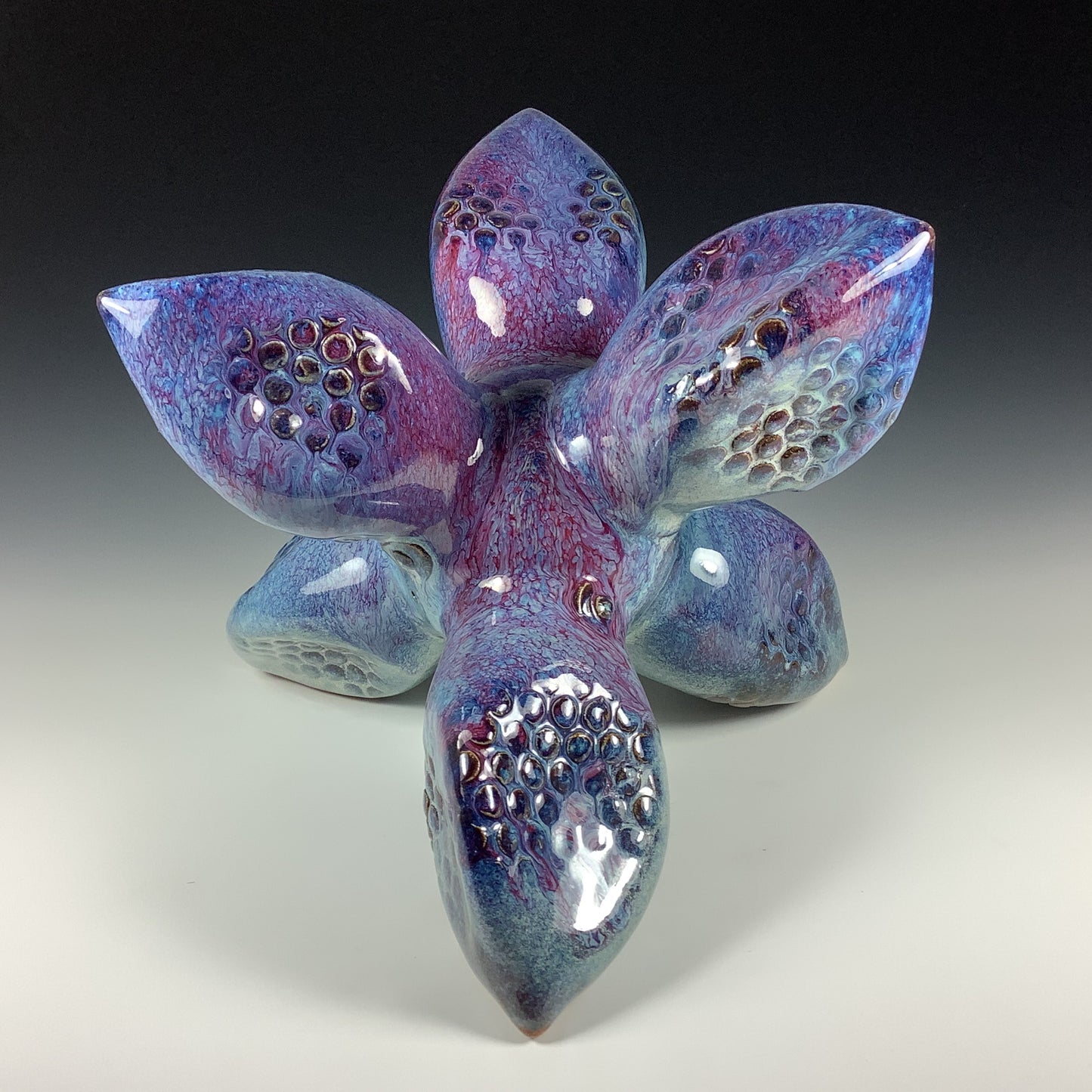 Handmade stoneware art abstract ceramic sculptures pottery decoration - Purple jack - item 1002