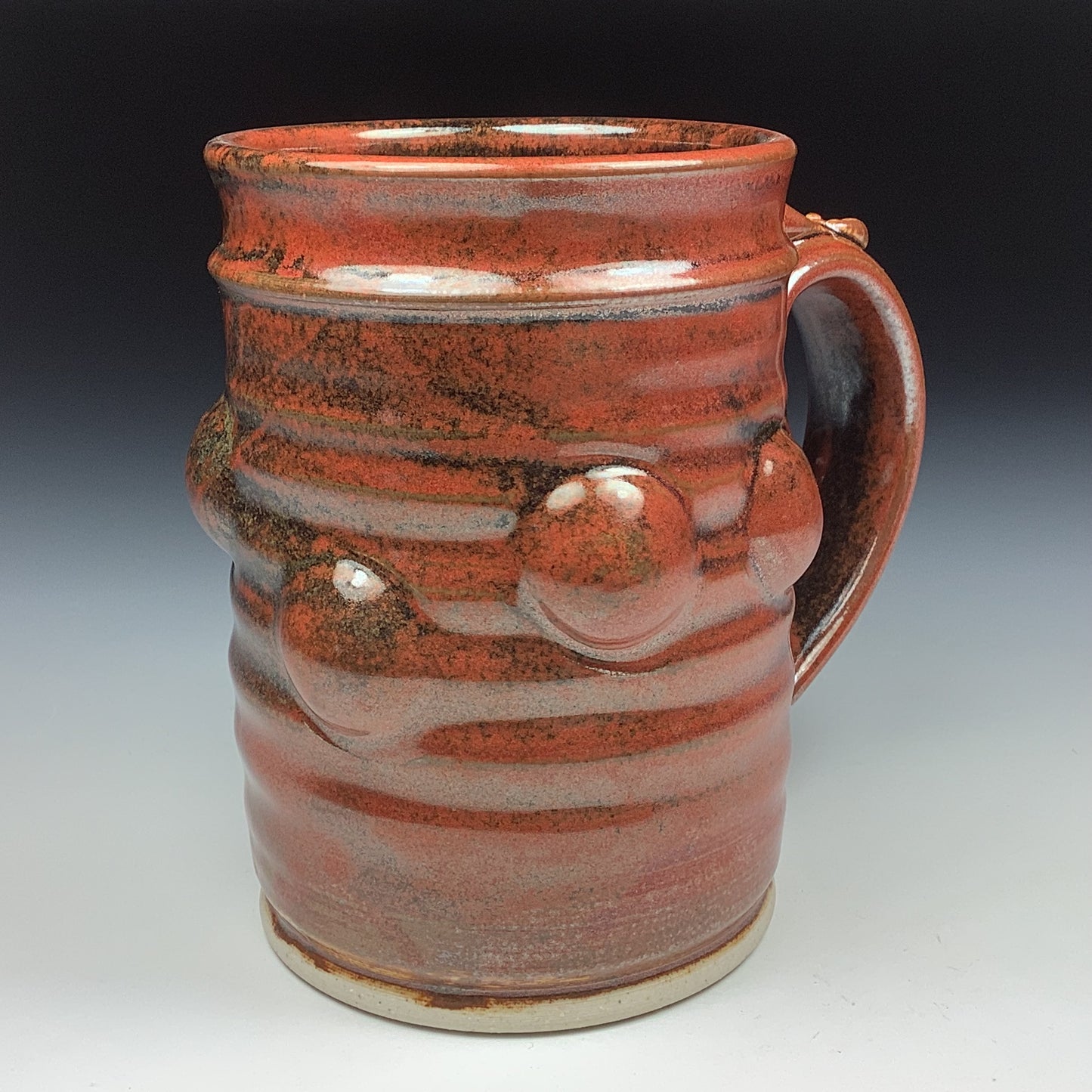 Handmade ceramic mugs stoneware coffee mugs pottery tea mugs stoneware drinkware - Iron red bump - item 3485