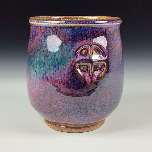 Artisan teacups luxury tea sets vintage ceramic teacups handmade stoneware pottery cup - Purple window - item 3203