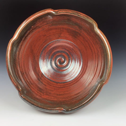 Handmade ceramic artisanal pottery bowls dinnerware stoneware serving bowls centerpiece - Iron red - item 3558