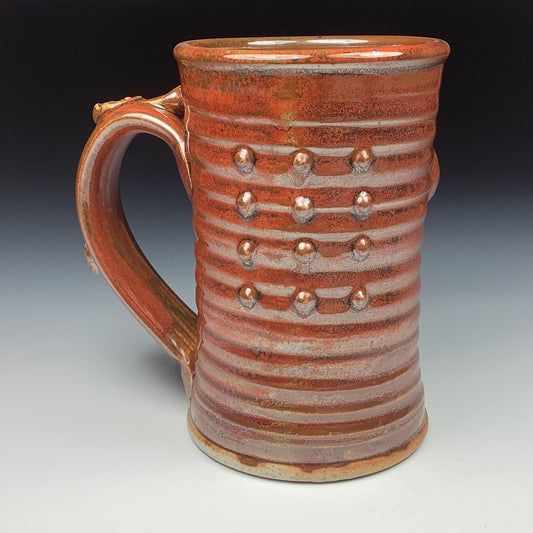 Handmade ceramic mugs stoneware coffee mugs pottery tea mugs stoneware drinkware - Iron red slip-dotted bump - item 3491
