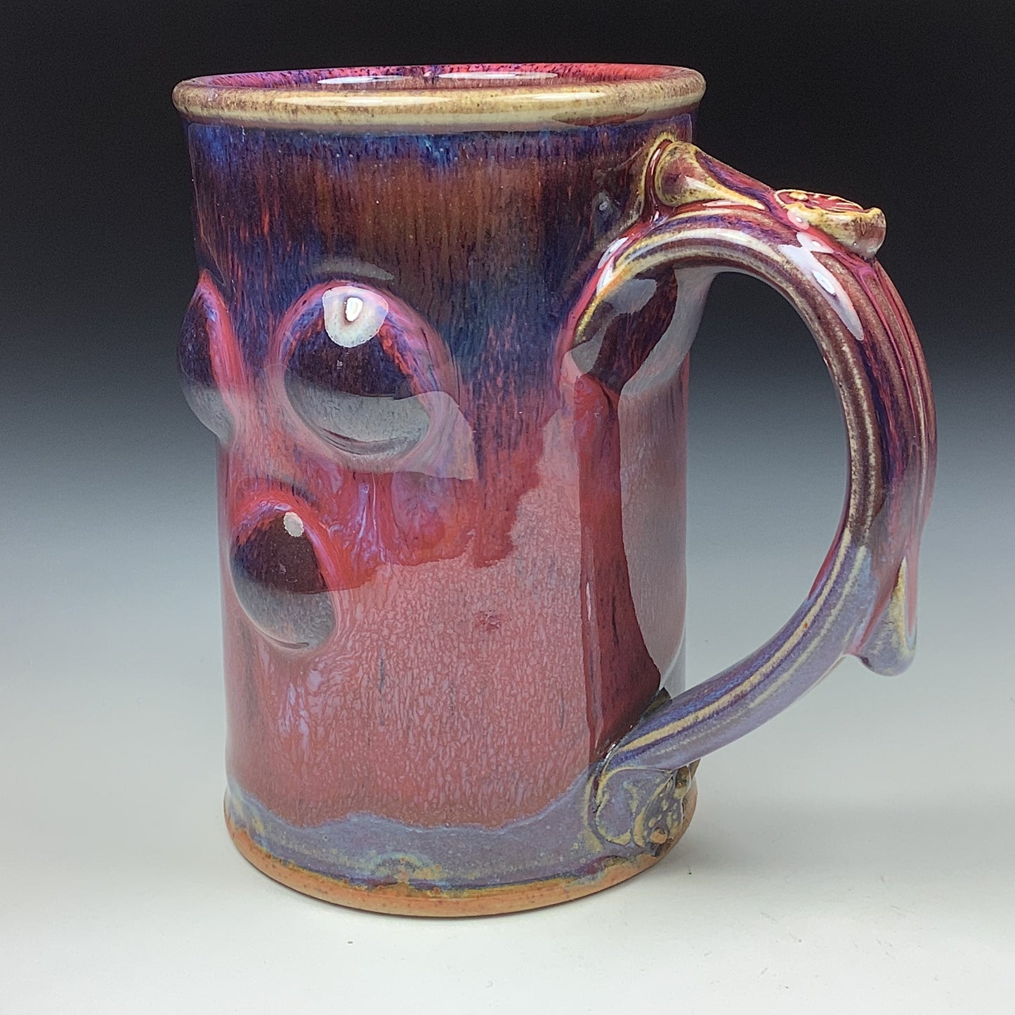 Handmade ceramic mugs stoneware coffee mugs pottery tea mugs stoneware drinkware - Red bump - item 3483