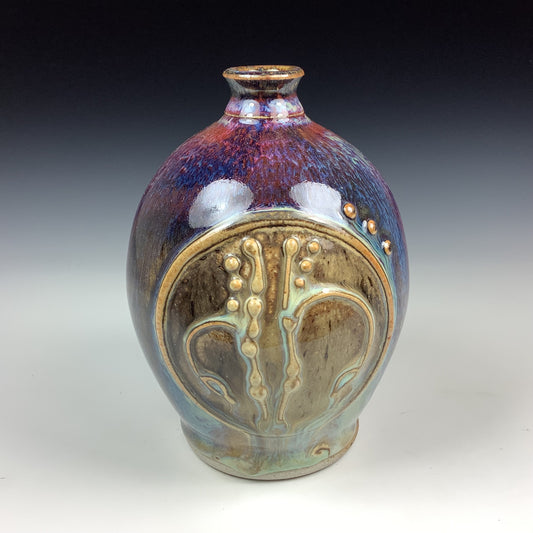 Handmade ceramic stoneware pottery centerpiece vase - Small purple bamboo vase - item 2922