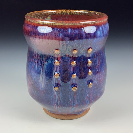 Artisan teacups luxury tea sets vintage ceramic teacups handmade stoneware pottery cup - Purple slip dotted - item 3388
