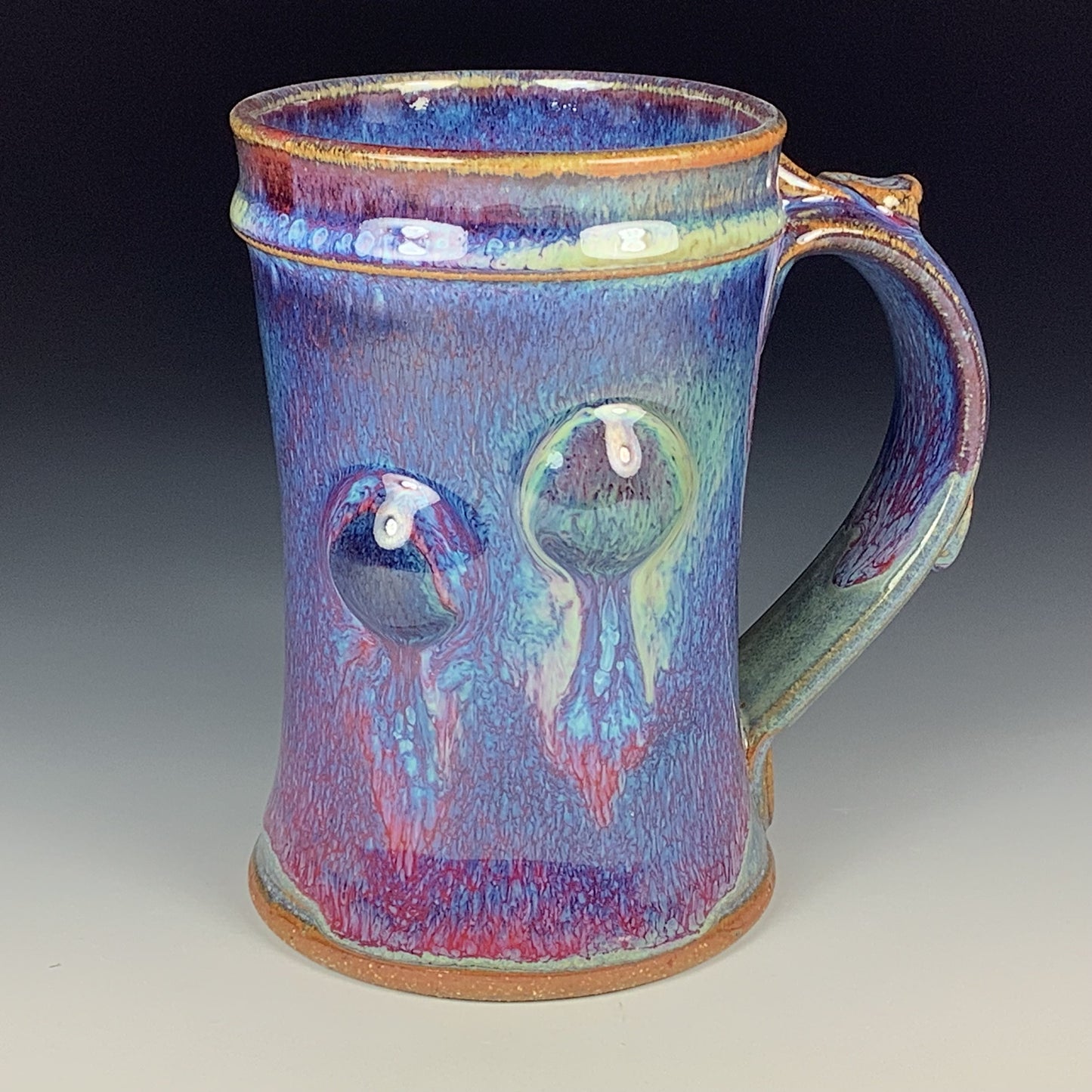 Handmade ceramic mugs stoneware coffee mugs pottery tea mugs cup stoneware drinkware - Purple red bump - item 3442