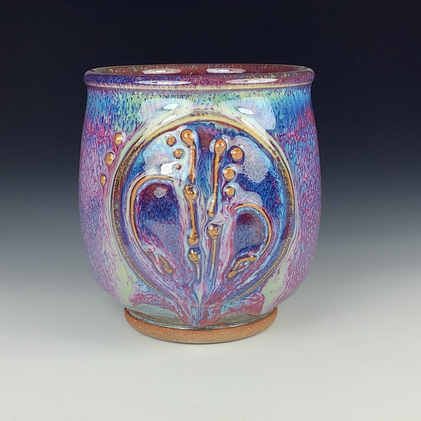 Artisan teacups luxury tea sets vintage ceramic teacups handmade stoneware pottery cup- Purple bamboo - item 2573