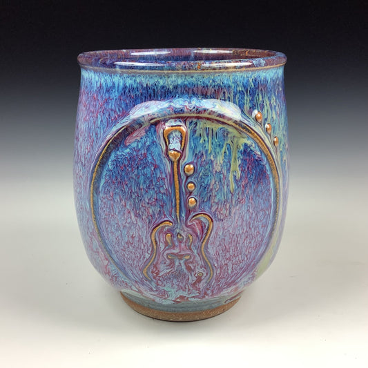Artisan teacups luxury tea sets vintage ceramic teacups handmade stoneware pottery cup - Purple guitar - item 2954