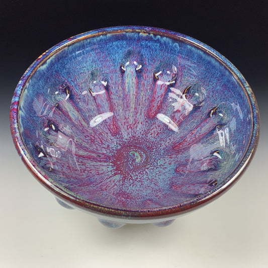 Handmade ceramic artisanal pottery bowls dinnerware stoneware serving bowls centerpiece- Medium purple red bump - item 3288