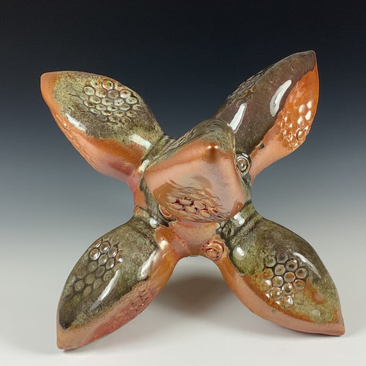 Handmade stoneware art abstract ceramic sculptures pottery decoration - Shino gold jack - item 1001