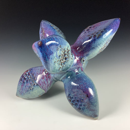 Handmade stoneware art abstract ceramic sculptures pottery decoration - Purple jack - item 1002