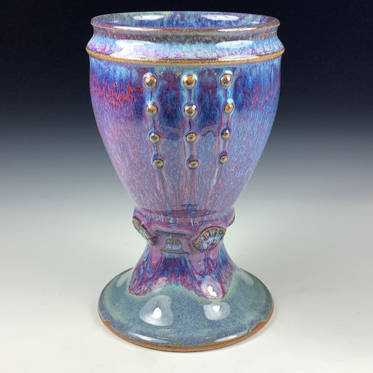 Handmade ceramic stoneware pottery dinnerware artistic goblets handmade chalices unique drink goblets  - Purple slip dotted cup - item 3330