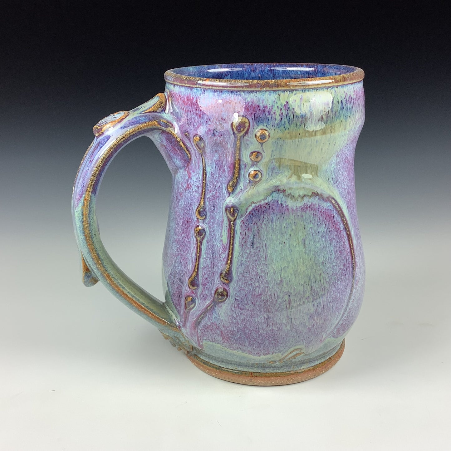 Handmade ceramic mugs stoneware coffee mugs pottery tea mugs cup stoneware drinkware -Purple bamboo slip trailed - item 2724