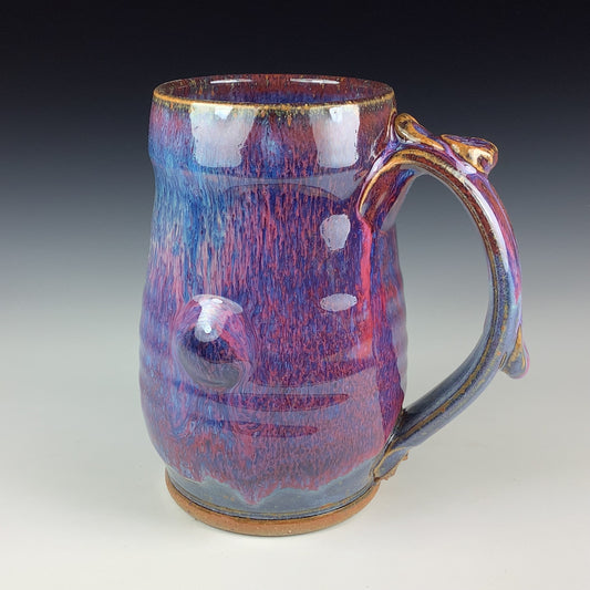 Handmade ceramic mugs stoneware coffee mugs pottery tea mugs cup stoneware drinkware - Purple bulged wiggle bump - item 3068