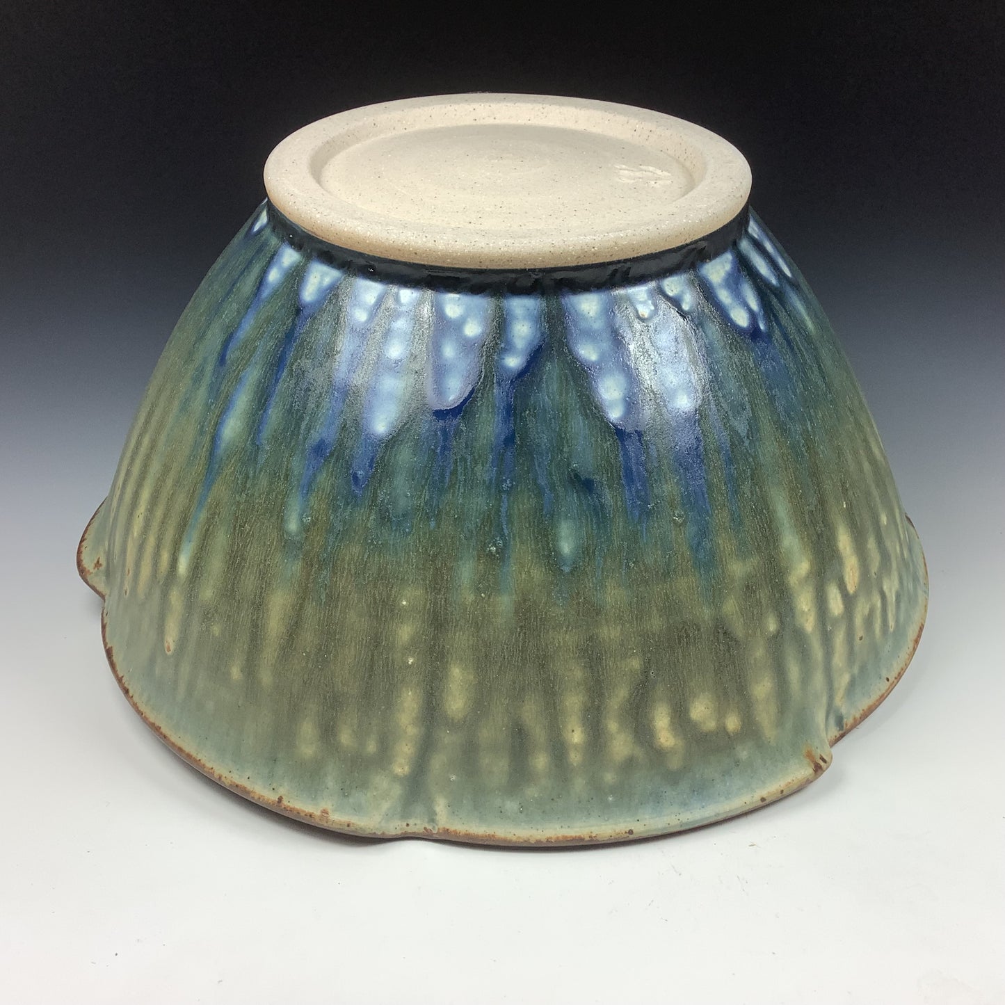 Handmade ceramic artisanal pottery bowls dinnerware stoneware serving bowls centerpiece - Ash blue - item 3559