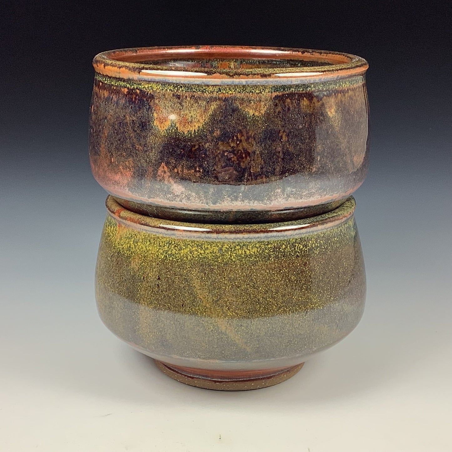 Handmade dinner sets ceramic pottery bowl stoneware dinnerware sets of two - Tea dust yellow black bowl - item 3303.