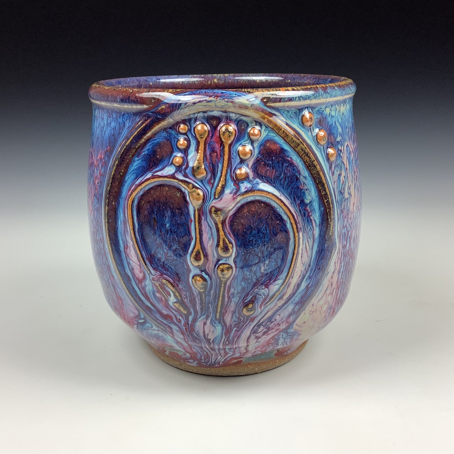 Artisan teacups luxury tea sets vintage ceramic teacups handmade stoneware pottery cup- Purple bamboo - item 2971