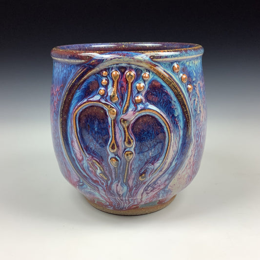 Artisan teacups luxury tea sets vintage ceramic teacups handmade stoneware pottery cup- Purple bamboo - item 2971