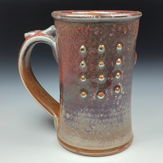 Handmade ceramic mugs stoneware coffee mugs pottery tea mugs stoneware drinkware - Orange shino slip-dotted bump - item 3484