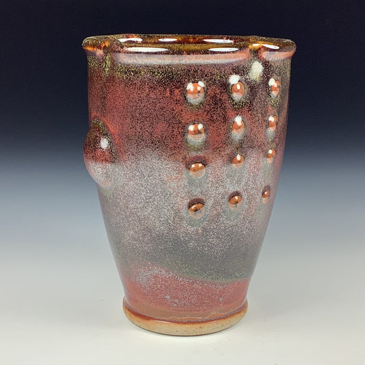 Handmade stoneware small pottery cup dinnerware - Iron red slip dotted bump - item 3354