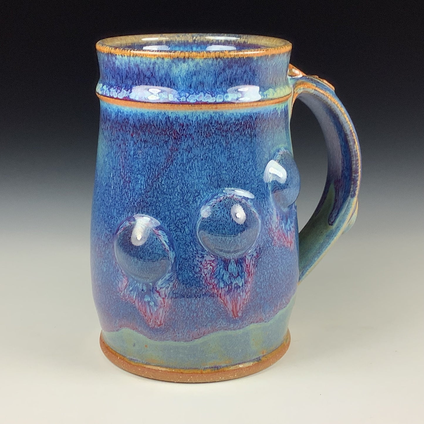 Handmade ceramic mugs stoneware coffee mugs pottery tea mugs cup stoneware drinkware - Purple blue bump - 3161