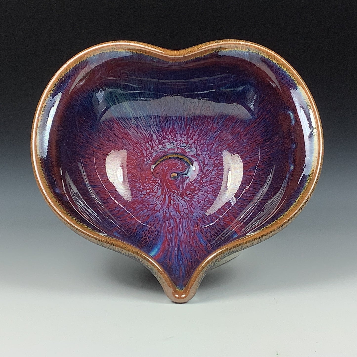 Handmade ceramic pottery bowl stoneware dinnerware heart-shaped bowl- Purple heart love bowls dishes  - item 3512