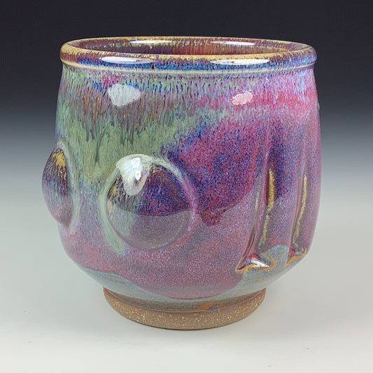 Artisan teacups luxury tea sets vintage ceramic teacups handmade stoneware pottery cup - Purple bump - item 2030