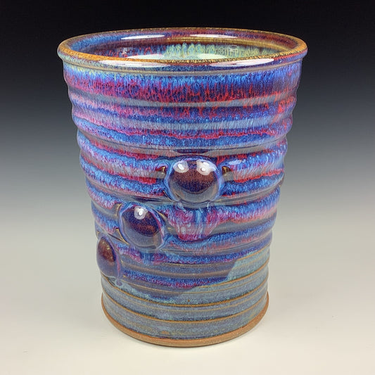 Decorative pottery vases utensil holder crock rustic clay vases artistic luxury handmade vases artistic centerpieces dinnerware stoneware- Purple wiggle bump  - item 2902