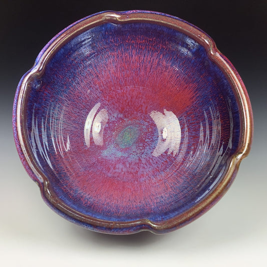 Handmade ceramic artisanal pottery bowls dinnerware stoneware serving bowls centerpiece - Red purple item 3555