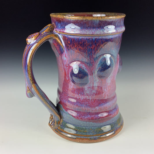 Handmade ceramic mugs stoneware coffee mugs pottery tea mugs cup stoneware drinkware - Purple red bump - item 3247