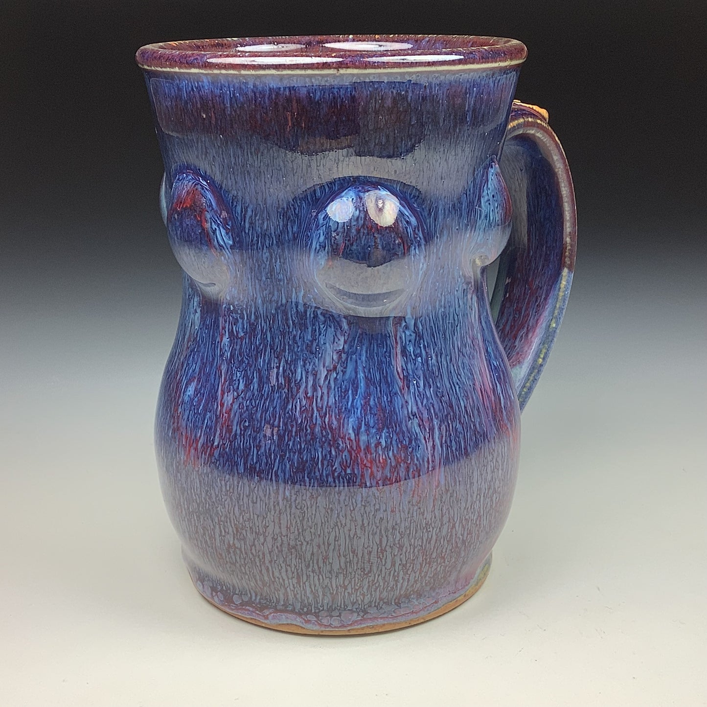 Handmade ceramic mugs stoneware coffee mugs pottery tea mugs stoneware drinkware - Deep purple bump - item 3494