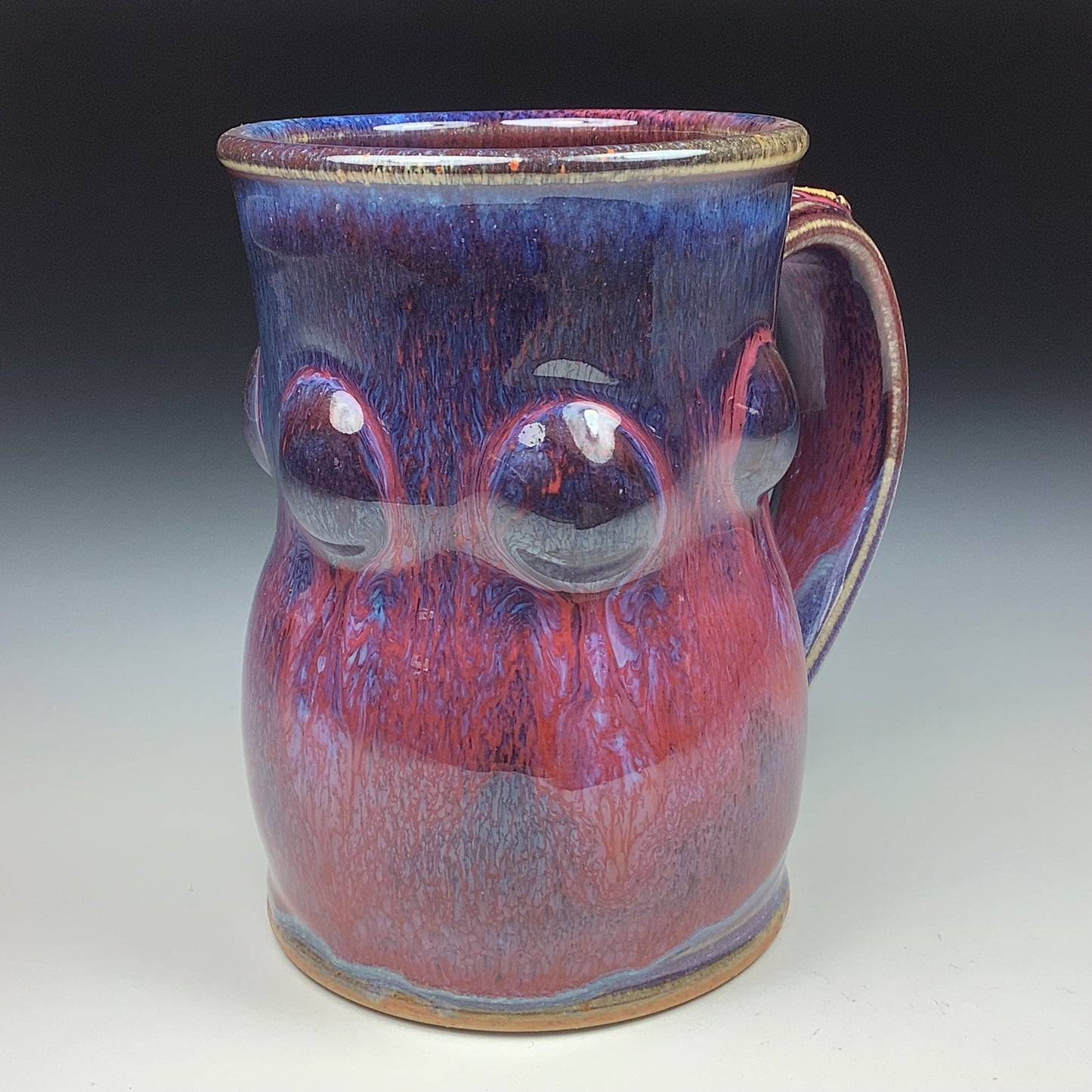 Handmade ceramic mugs stoneware coffee mugs pottery tea mugs stoneware drinkware - Purple red bump - item 3489