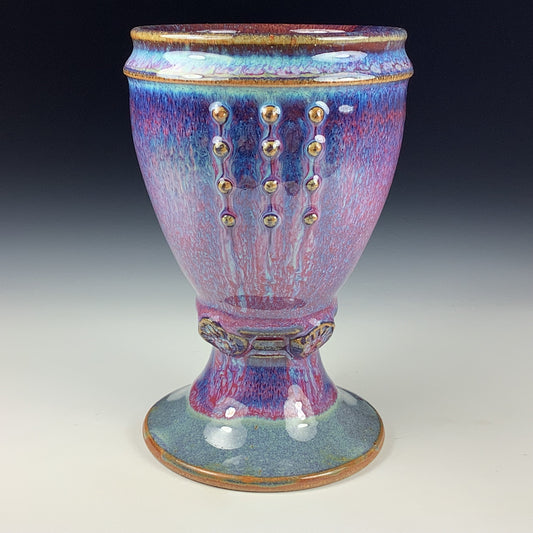 Handmade ceramic stoneware pottery dinnerware artistic goblets handmade chalices unique drink goblets  - Purple slip dotted cup - item 3316