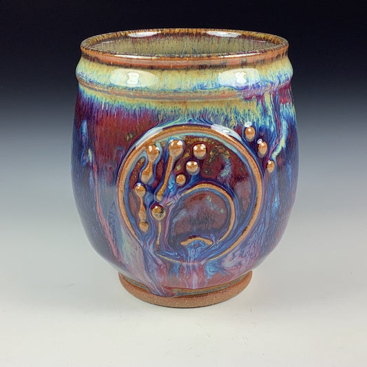 Artisan teacups luxury tea sets vintage ceramic teacups handmade stoneware pottery cup- Purple bamboo - item 3425