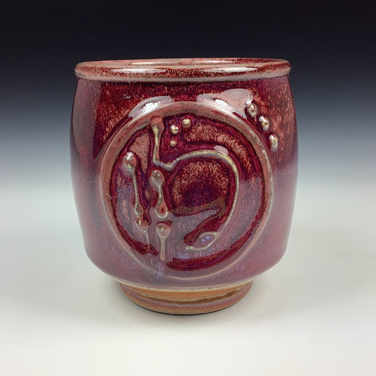 Artisan teacups luxury tea sets vintage ceramic teacups handmade stoneware pottery cup - Red window - item 2958