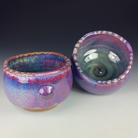 Handmade dinner sets ceramic pottery bowl stoneware dinnerware sets of two -Purple bump stacking bowl - item 2615
