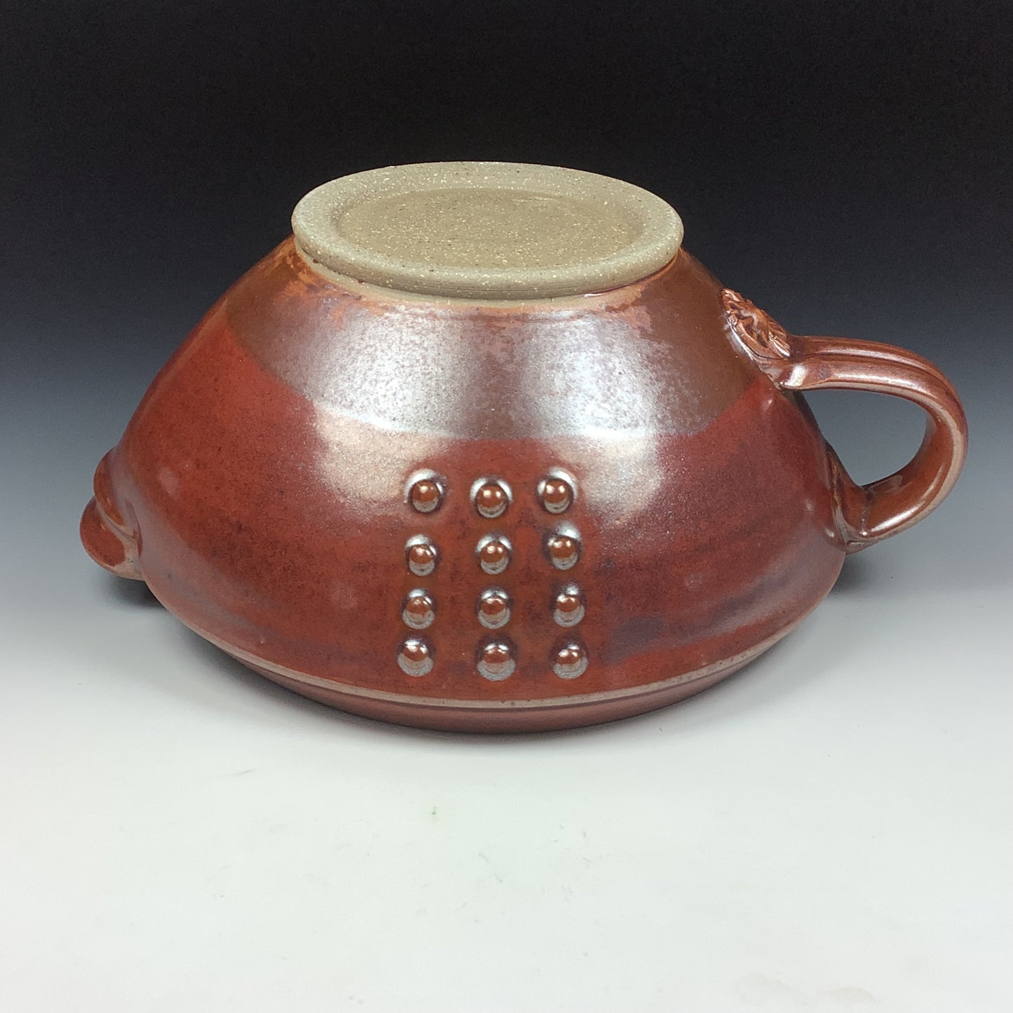 Handmade ceramic stoneware batter bowl - Iron red slip-dotted - item 3548