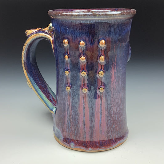 Handmade ceramic mugs stoneware coffee mugs pottery tea mugs stoneware drinkware - Dark purple slip-dotted bump - item 3487
