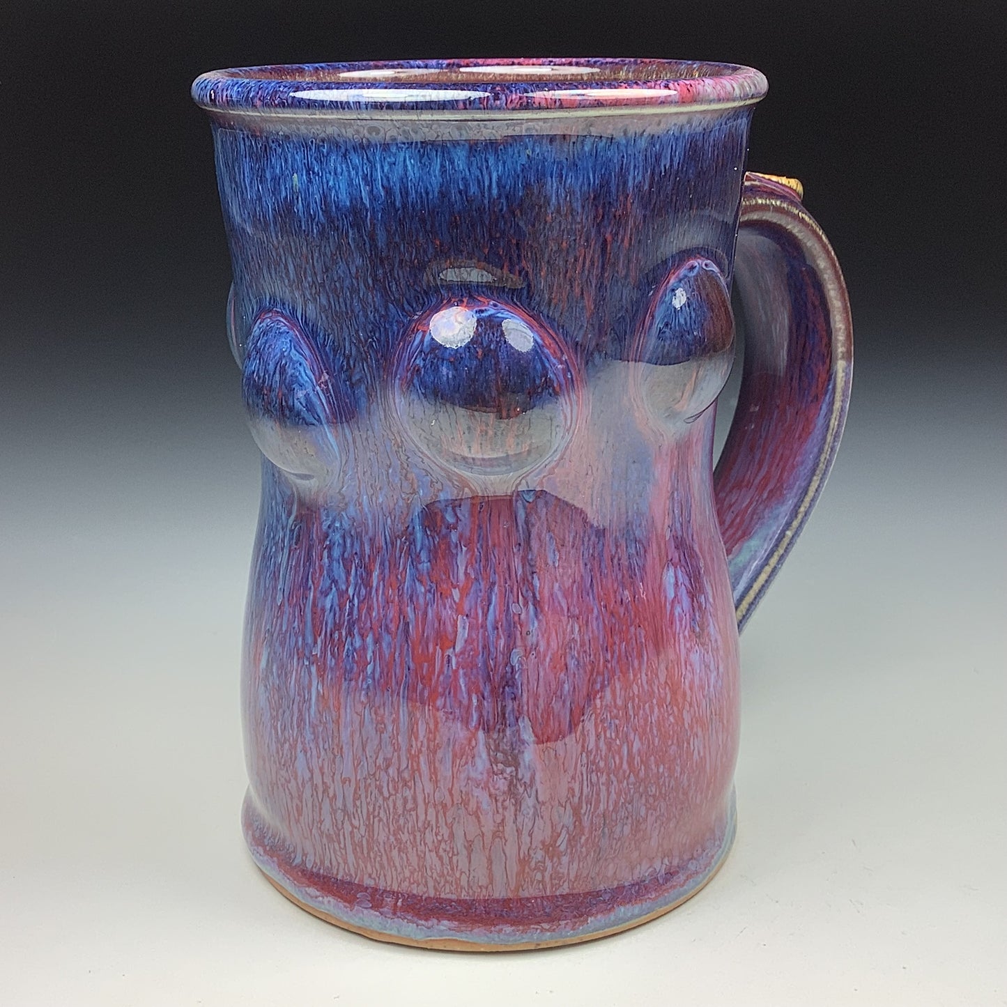 Handmade ceramic mugs stoneware coffee mugs pottery tea mugs stoneware drinkware  - Purple red bump - item 3495