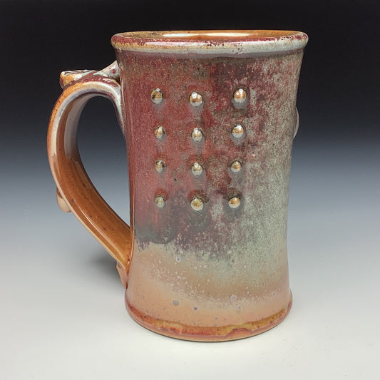 Handmade ceramic mugs stoneware coffee mugs pottery tea mugs stoneware drinkware - Orange shino slip-dotted bump - item 3488