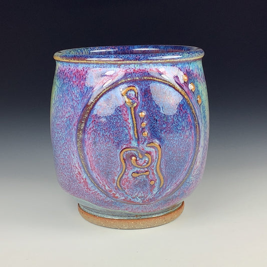 Artisan teacups luxury tea sets vintage ceramic teacups handmade stoneware pottery cup - Purple guitar - item 2578