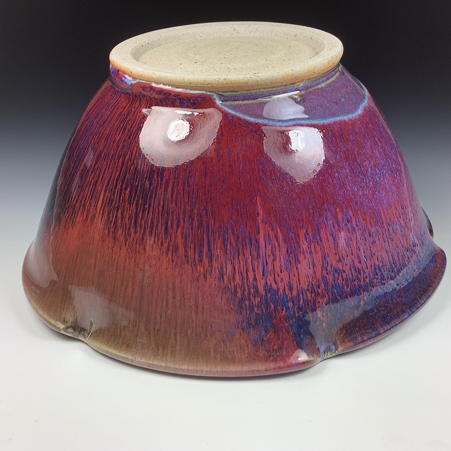 Handmade ceramic artisanal pottery bowls dinnerware stoneware serving bowls centerpiece - Red purple item 3555