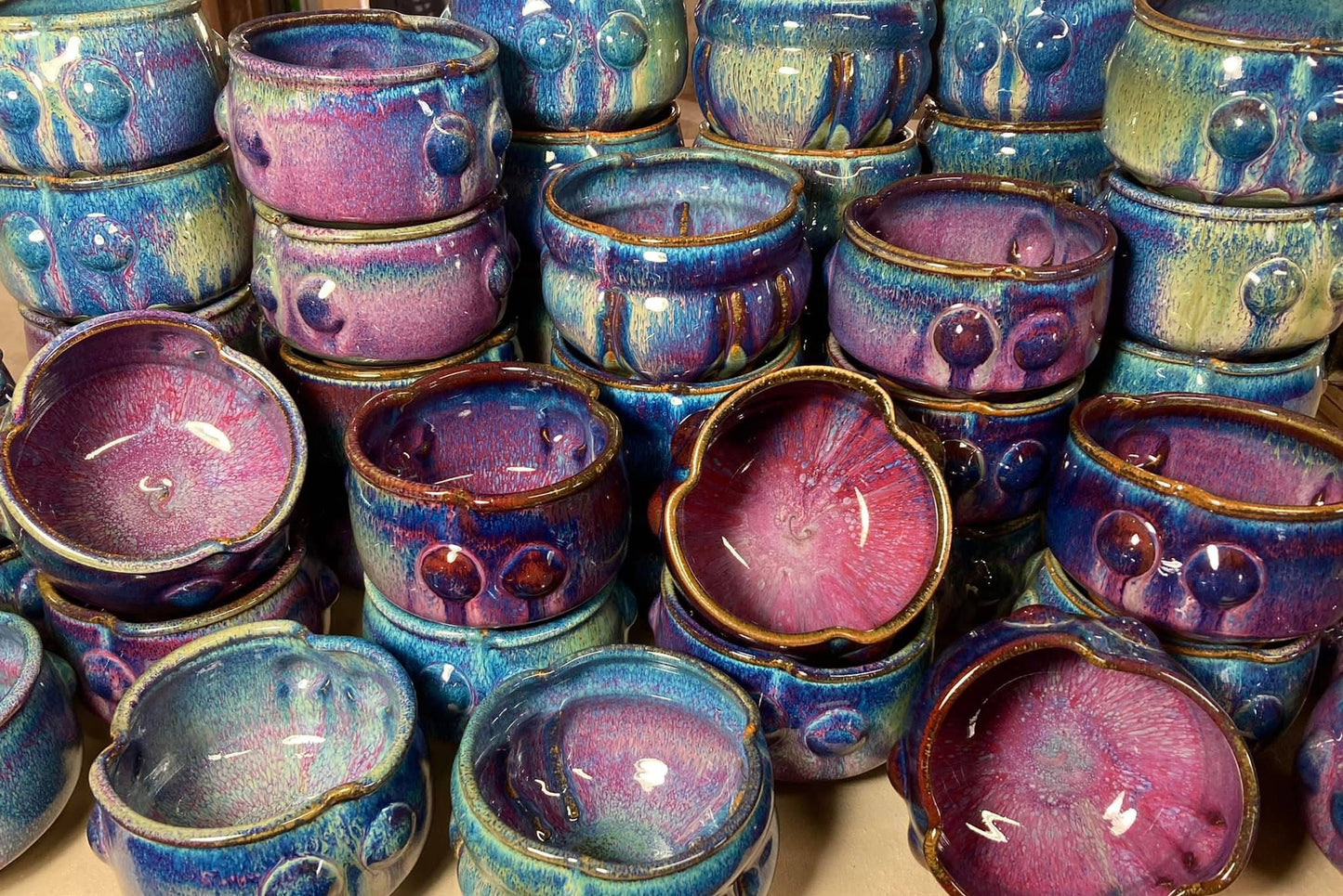 Handmade dinner sets ceramic pottery bowl stoneware dinnerware sets - Wild red purple stacking bowl  - item 3304