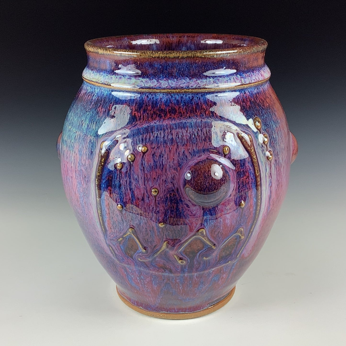 Decorative pottery vases utensil holder crock rustic clay vases artistic luxury handmade vases artistic centerpieces dinnerware stoneware- Purple landscape - item 3141