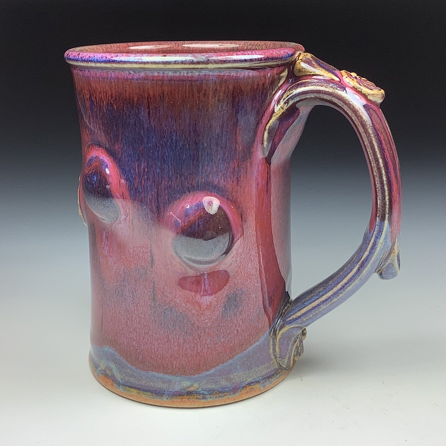 Handmade ceramic mugs stoneware coffee mugs pottery tea mugs stoneware drinkware - Red bump - item 3486