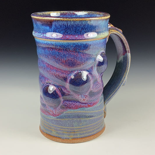 Handmade ceramic mugs stoneware coffee mugs pottery tea mugs cup stoneware drinkware - Purple wiggle bump - item 3190