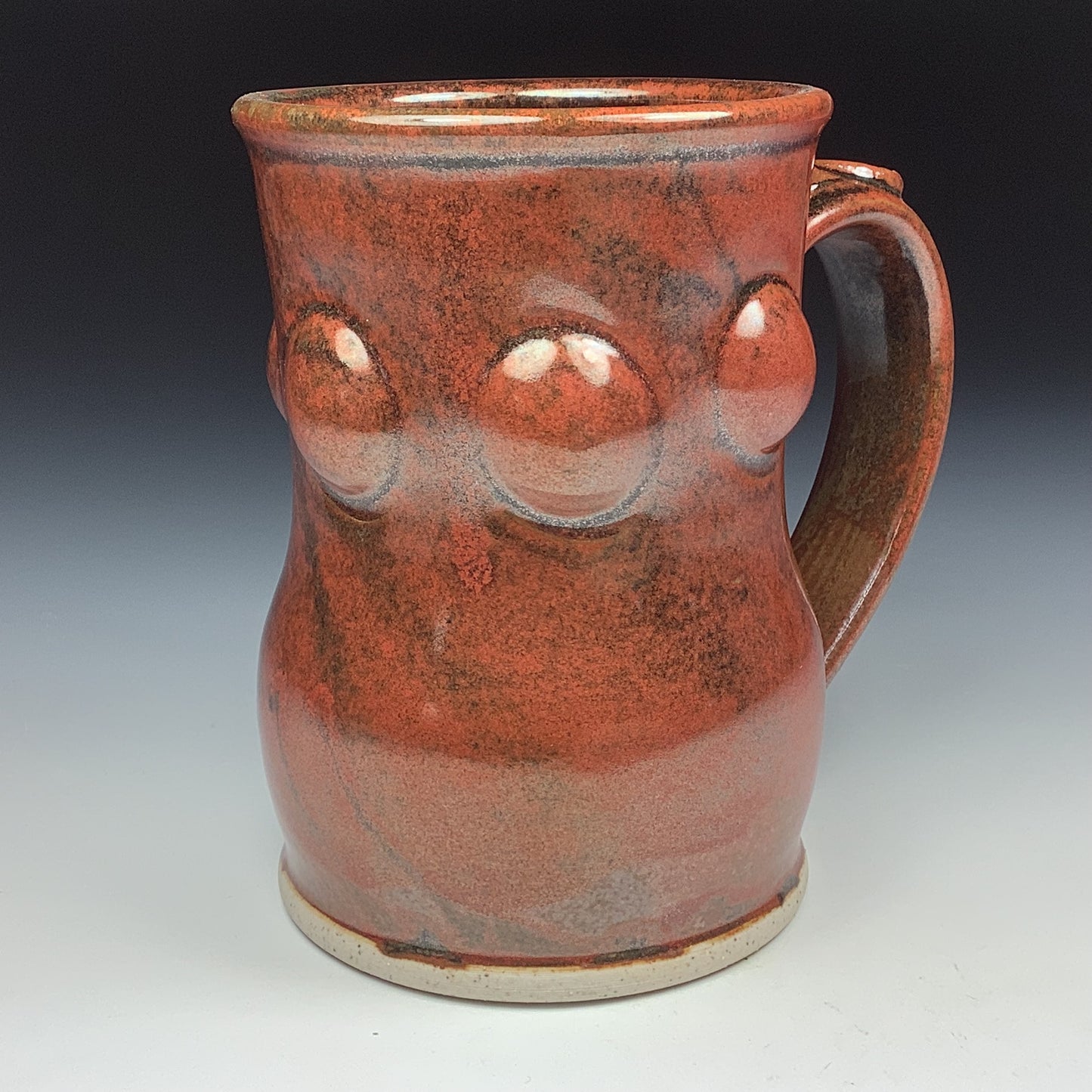 Handmade ceramic mugs stoneware coffee mugs pottery tea mugs stoneware drinkware - Iron red bump - item 3474